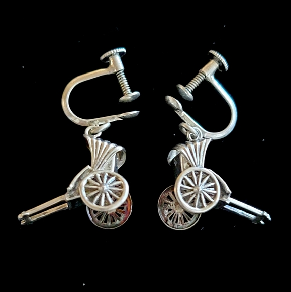 Antique Silver Rickshaw Earrings - Picture 9 of 12